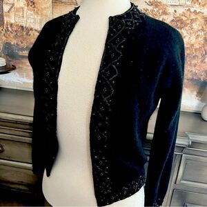 Vintage Black Hand Beaded Cardigan Sweater size Small –Medium
